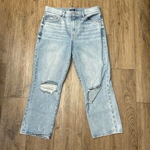 Express Light Blue Straight Leg Jeans